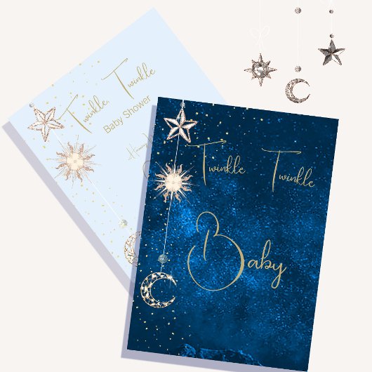 Baby shower Twinkle Stars Moon Kaart