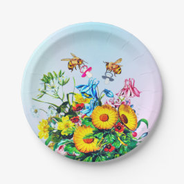 Baby shower Twins Bijen Bloemen Fopspeen Papieren Bordje