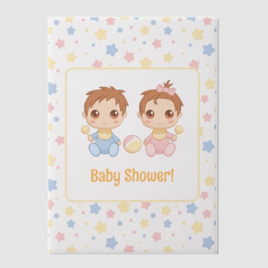 Baby shower Twins Boy Girl Insert Vellum Uitnodigingen (Voorkant)