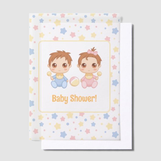 Baby shower Twins Boy Girl Insert Vellum Uitnodigingen (Offset)