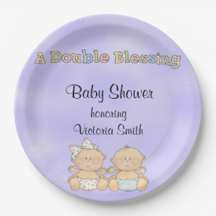 baby shower Twins Boy Girl Papieren Bordje