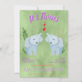 Baby shower Twins Elephant Kaart (Voorkant)