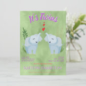 Baby shower Twins Elephant Kaart (Staand voorkant)