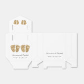Baby shower Twins Feet Glitter Goud Wit Bedankdoosjes (Uitgevouwen)