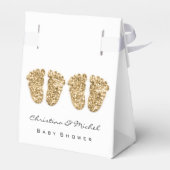 Baby shower Twins Feet Glitter Goud Wit Bedankdoosjes (Achterkant)