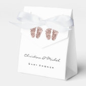 Baby shower Twins Feet Glitter Roos Wit Meisje Jon Bedankdoosjes (Voorkant Zijde)