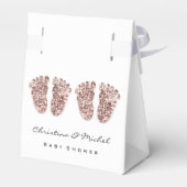 Baby shower Twins Feet Glitter Roos Wit Meisje Jon Bedankdoosjes (Achterkant)