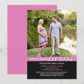 Baby shower Twins Fotouitnodiging Kaart (Voorkant / Achterkant)