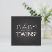 Baby shower TWINS Grijs Krijtbord Modern Classic Kaart (Staand voorkant)