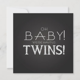 Baby Shower TWINS Grijs Schrijfbord Modern Klassie Kaart