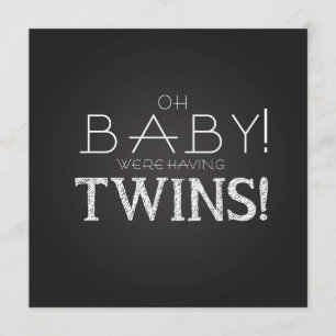 Baby Shower TWINS Grijs Schrijfbord Modern Klassie Kaart