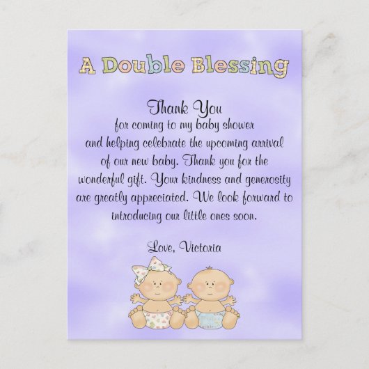 Baby shower Twins Jongen Meisje Briefkaart (Voorkant)