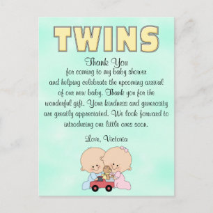 Baby shower Twins Jongen Meisje Briefkaart