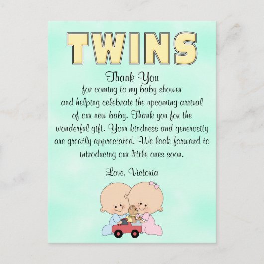 Baby shower Twins Jongen Meisje Briefkaart (Voorkant)
