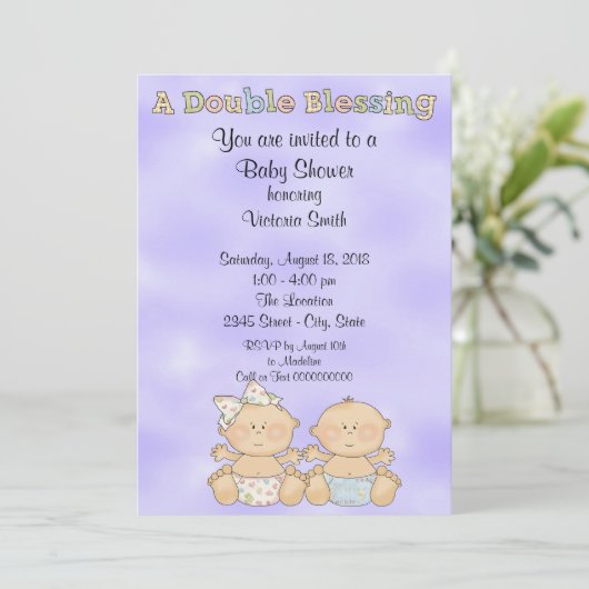 Baby shower Twins Jongen Meisje Kaart (Staand voorkant)