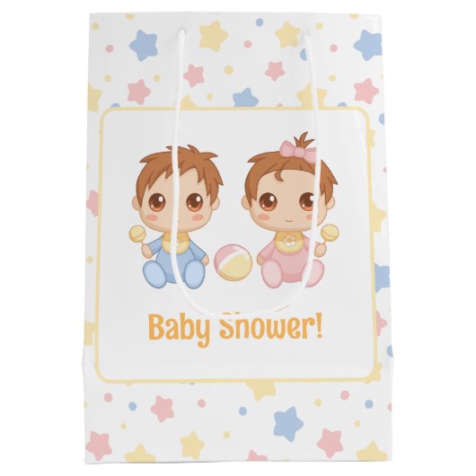 Baby shower Twins Jongen Meisje Medium Cadeauzakje (Achterkant)