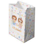 Baby shower Twins Jongen Meisje Medium Cadeauzakje (Achterkant Gekanteld)