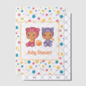 Baby shower Twins Kat Beer Sterren Dark Insert Vellum Uitnodigingen (Offset (Uitnodiging))
