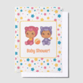 Baby shower Twins Kat Beer Sterren Dark Insert Vellum Uitnodigingen (Offset)