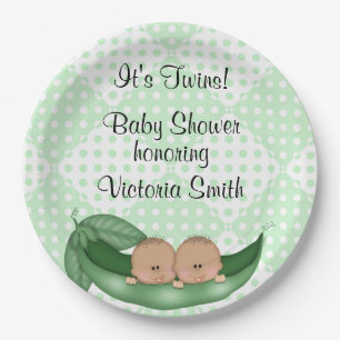 baby shower Twins Peas in a Pod Papieren Bordje