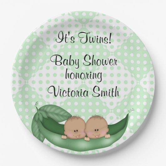 baby shower Twins Peas in a Pod Papieren Bordje (Voorkant)