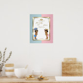 Baby shower TWINS, roze en blauw, elegant, 16 x 20 Poster (Keuken)