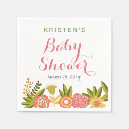 Baby shower Typografie Natuur Chic Floral Servet