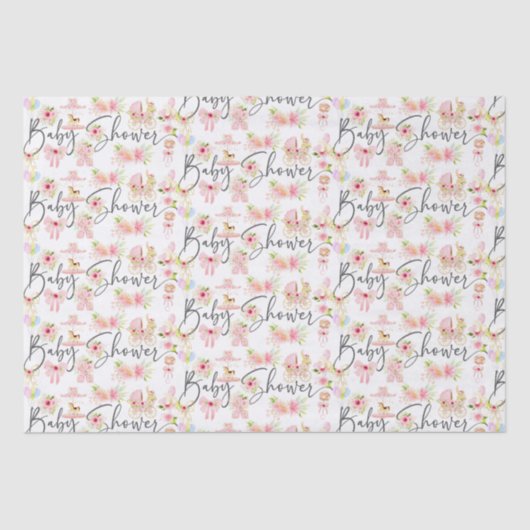Baby shower Typografie Pasgeboren Symbolen Patroon Tissuepapier (Voorkant)