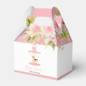 Baby shower Typografie Roze Bloemen Pony Carrousel Bedankdoosjes (Achterkant)
