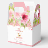 Baby shower Typografie Roze Bloemen Pony Carrousel Bedankdoosjes (Geopend)
