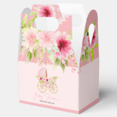 Baby shower Typografie Roze Bloemen Wandelwagen Bedankdoosjes (Geopend)