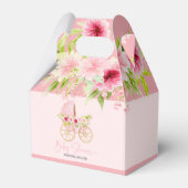 Baby shower Typografie Roze Bloemen Wandelwagen Bedankdoosjes (Voorkant Zijde)