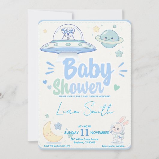 Baby Shower -UFO Pets- Kaart (Voorkant)
