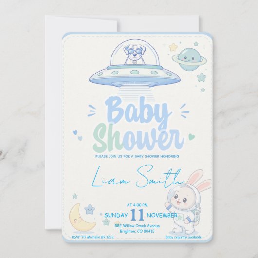 Baby Shower -UFO Pets- Kaart (Voorkant)