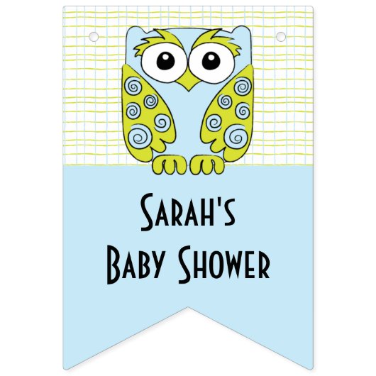 Baby shower Uil in een Tree/Blue, Swallowtail Bann Vlaggetjes (Eerste vlag)