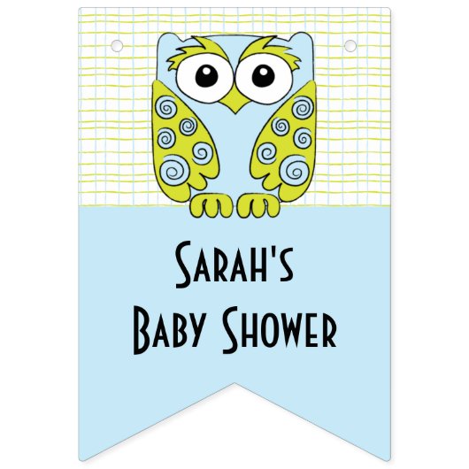 Baby shower Uil in een Tree/Blue, Swallowtail Bann Vlaggetjes (Zestiende vlag)