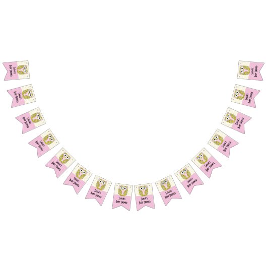 Baby shower Uil in een Tree/Pink, Swallowtail Bann Vlaggetjes (Alle)