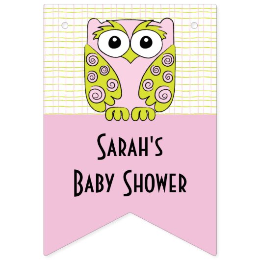 Baby shower Uil in een Tree/Pink, Swallowtail Bann Vlaggetjes (Derde vlag)