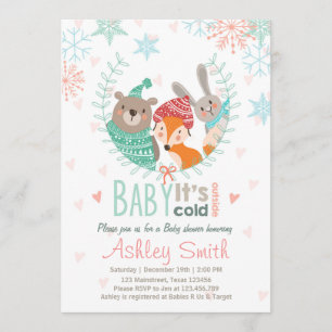 Baby shower uit te nodigen Baby koud Buiten bosgeb Kaart