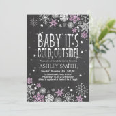 Baby shower uit te nodigen Baby koud buiten Pink S Kaart (Staand voorkant)