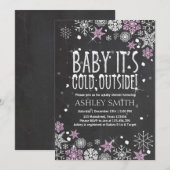 Baby shower uit te nodigen Baby koud buiten Pink S Kaart (Voorkant / Achterkant)