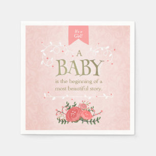 Baby shower uit winkelboekje Napkin Pink Girl Servetten