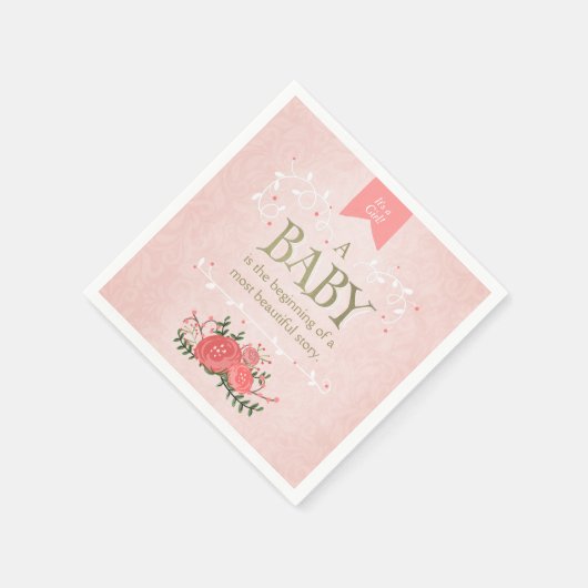 Baby shower uit winkelboekje Napkin Pink Girl Servetten (Hoek)