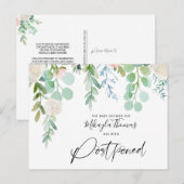 Baby shower uitgesteld Waterverf bloemengroen Aankondigingskaart (Voorkant / Achterkant)