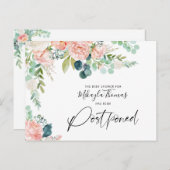 Baby shower Uitgestelde Datum Blush Pink Floral Aankondigingskaart (Voorkant / Achterkant)