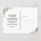 Baby shower Uitgestelde Datum Blush Pink Floral Aankondigingskaart (Achterkant)