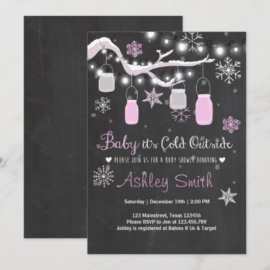 Baby shower uitnodigen Baby het is koud buiten Mei Kaart (Voorkant / Achterkant)