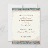 Baby shower Uitnodigen - Blauw Bruin Damask Cradle Kaart (Achterkant)