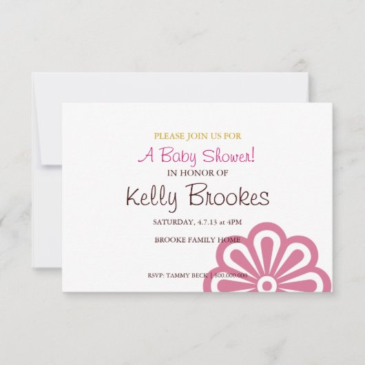 baby shower uitnodigen | Bloemd |Roze Kaart (Voorkant)