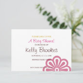 baby shower uitnodigen | Bloemd |Roze Kaart (Staand voorkant)